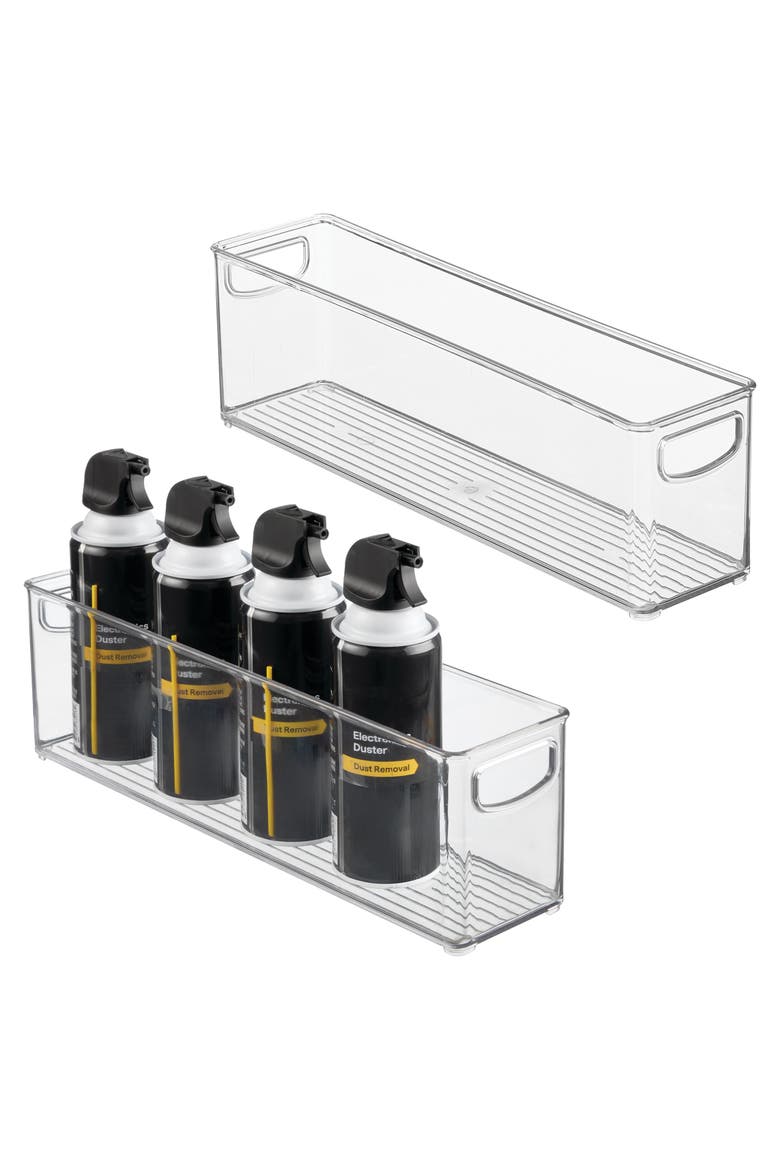 Plastic Stackable Pantry Bin with Handles, Set of 2, Clear, Made in USA, Main, color, Clear