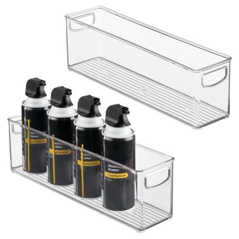 Plastic Stackable Pantry Bin with Handles, Set of 2, Clear, Made in USA