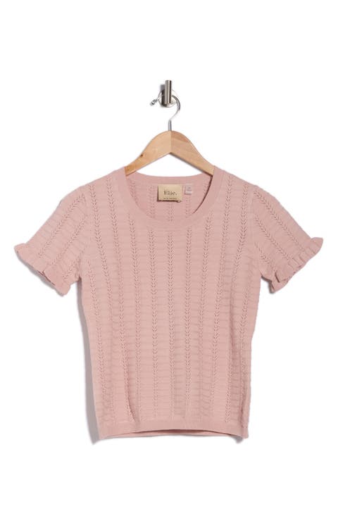 Crewneck Pointelle Stitch Sweater