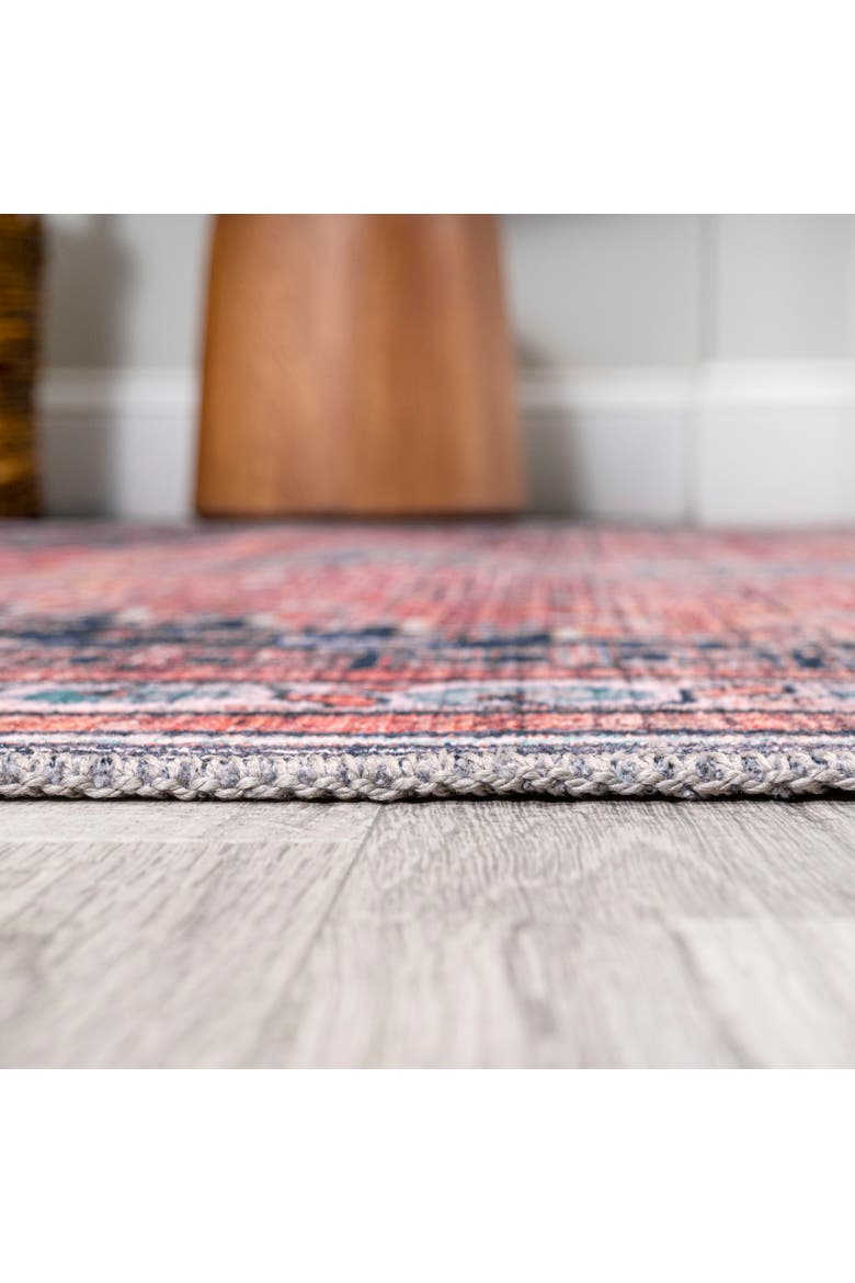 Dalyan Geometric Medallions Machine-Washable Area Rug, Alternate, color, Terra/Navy-Round