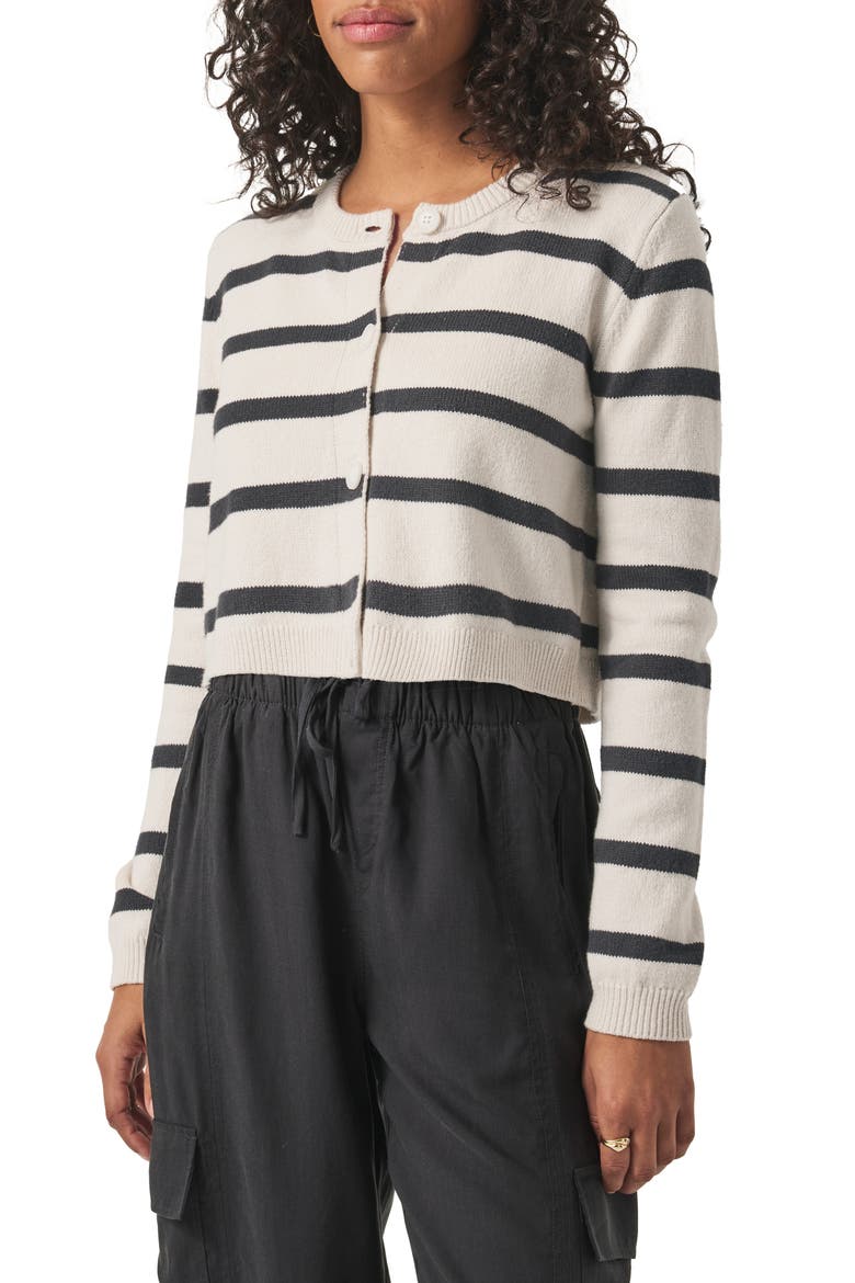 Rowena Stripe Crop Cardigan, Main, color, MOONSTONE/ LEAD