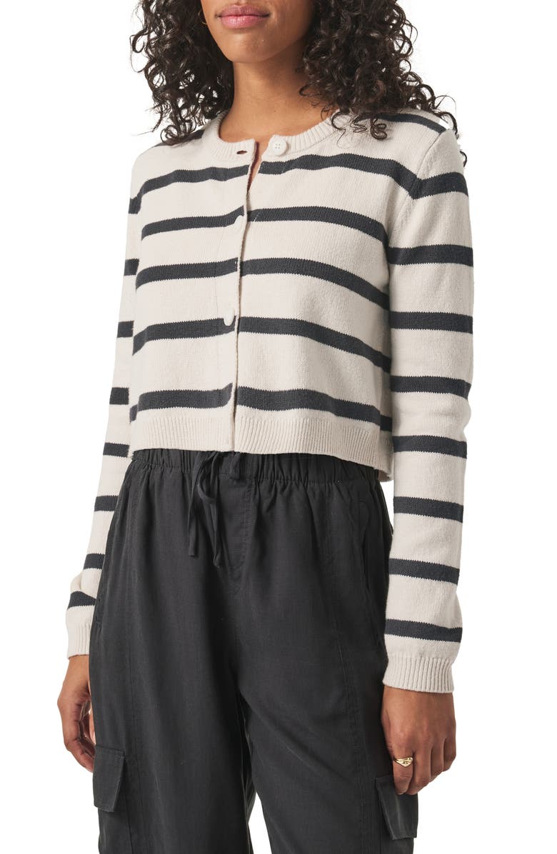 Splendid Rowena Stripe Crop Cardigan, Main, color, Moonstone/ Lead
