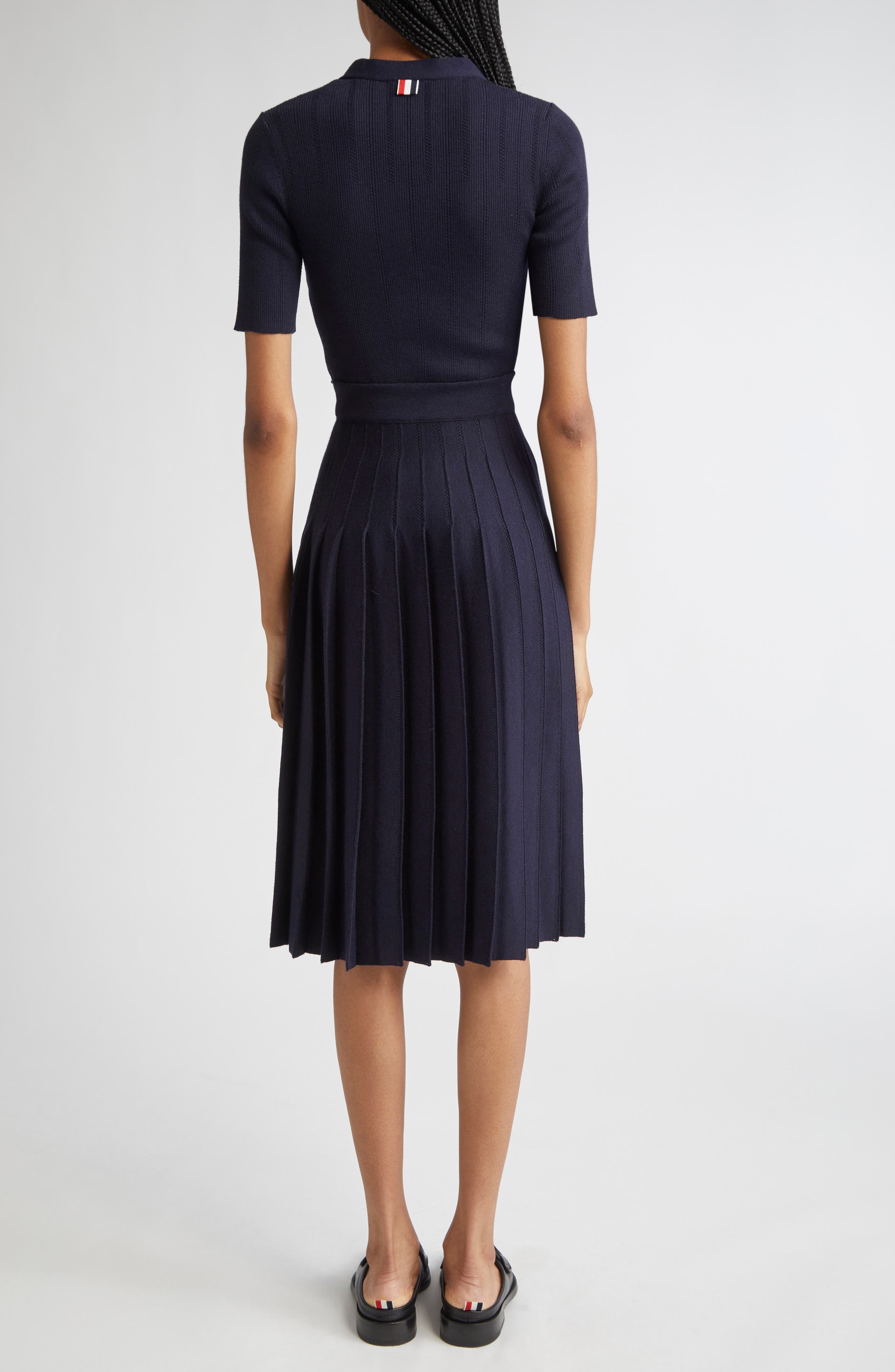Mixed Stitch Wool & Silk Midi Dress - image 2