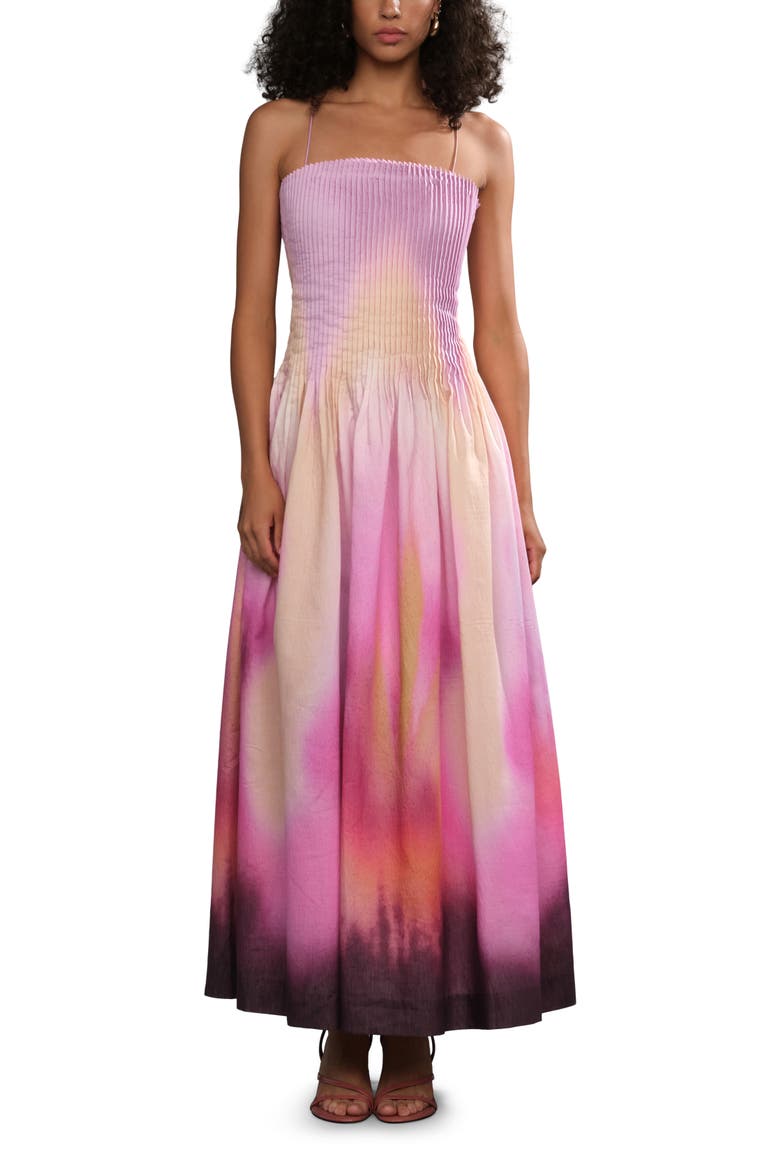 Grecia pleated dress, Main, color, Flora In Focus