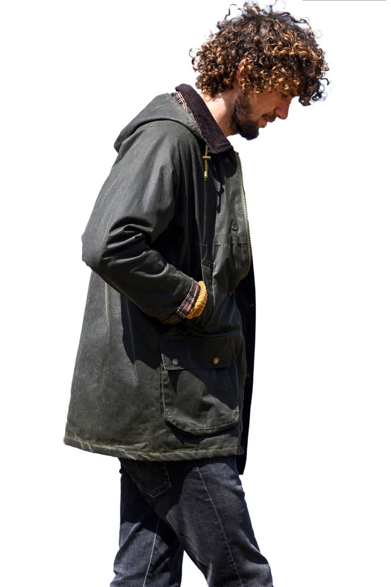 British Grown Sleeve Wax Cotton Jacket, Alternate, color, OLIVE