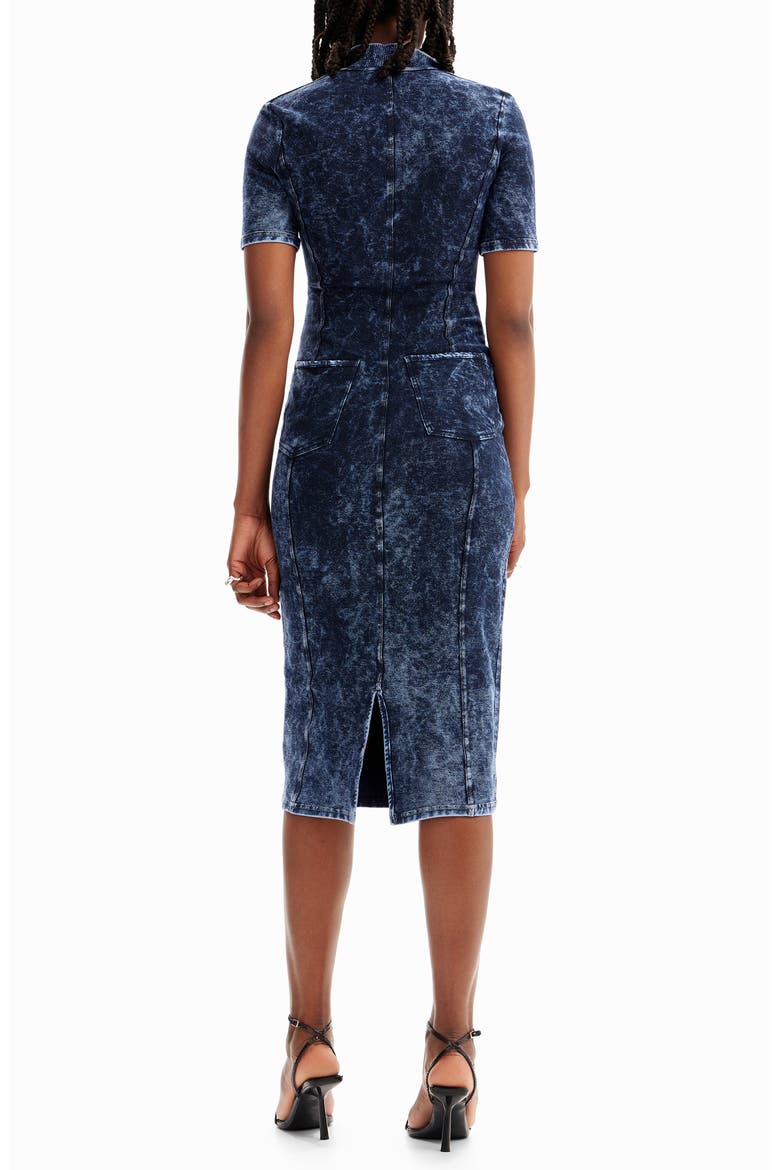 Zip-Up Denim Dress, Alternate, color, BLUE