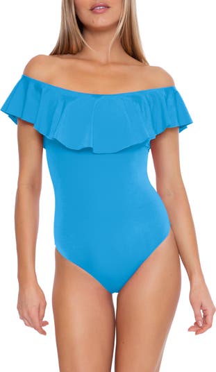 Trina Turk Monaco Off the Shoulder Ruffle One-Piece Swimsuit