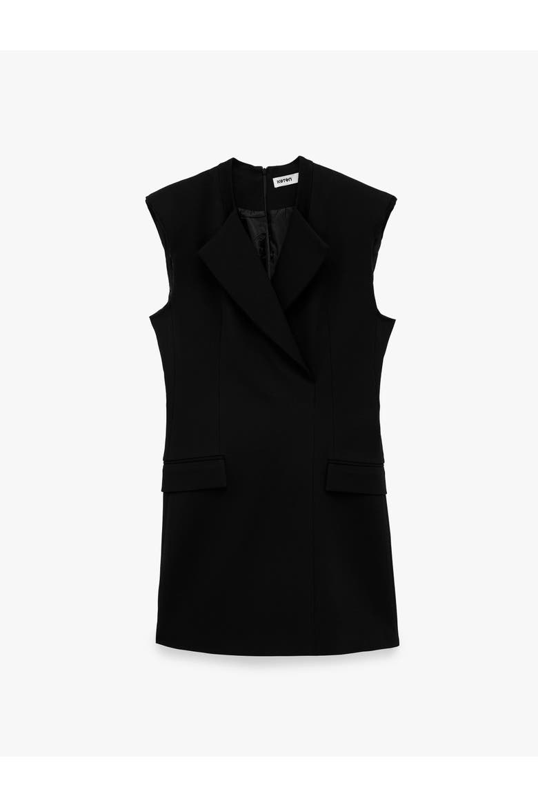 Sleeveless Notched Collar Mini Blazer Dress, Alternate, color, BLACK