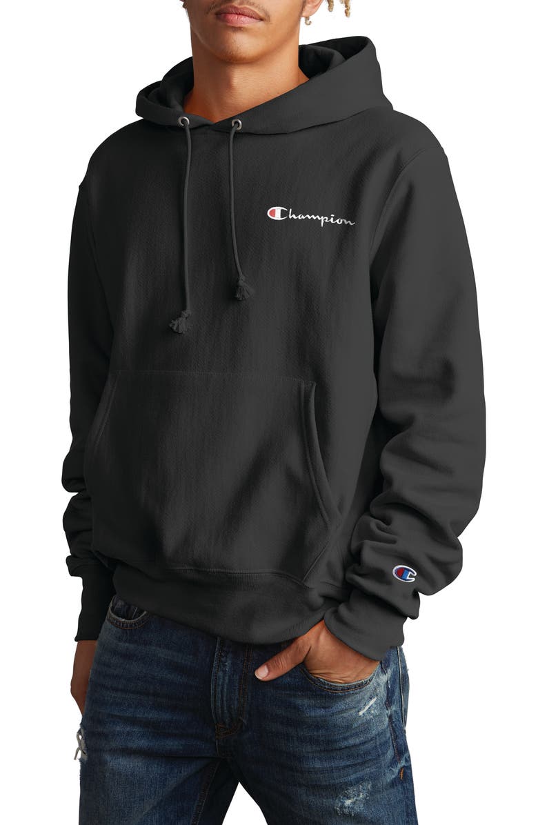 Champion Reverse Weave<sup>®</sup> Script Chest Logo Hoodie, Main, color,