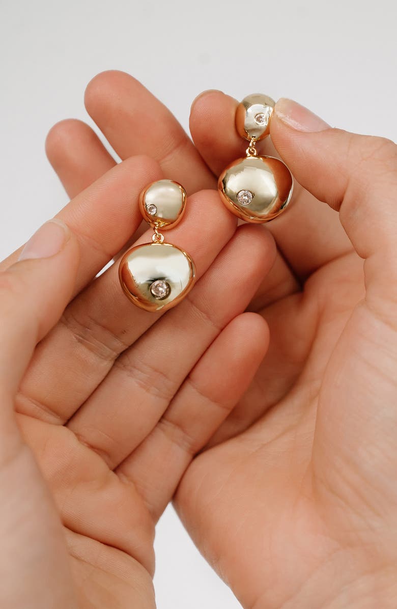 Ettika Polished Pebble Drop Earrings, Alternate, color, Gold