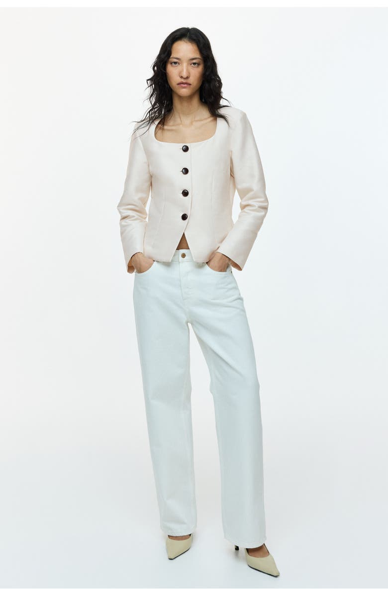 H&M Square-neck Blazer, Alternate, color, Light Beige