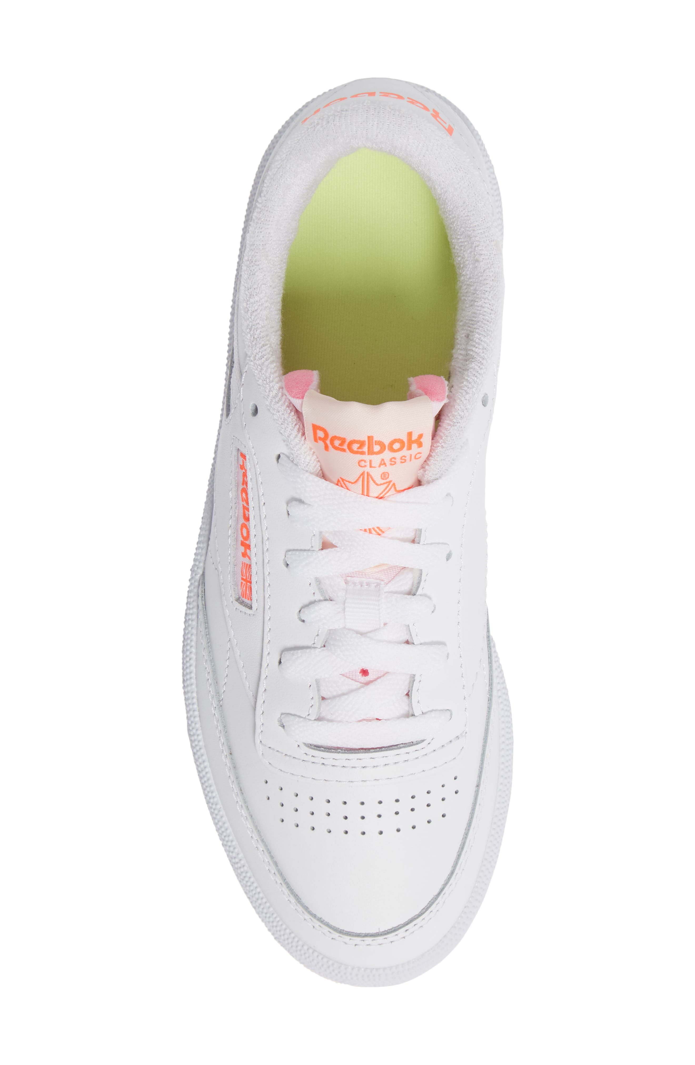 Club C 85 Sneaker, Alternate, color, WHITE/ CERAMIC PINK/ ORANGE
