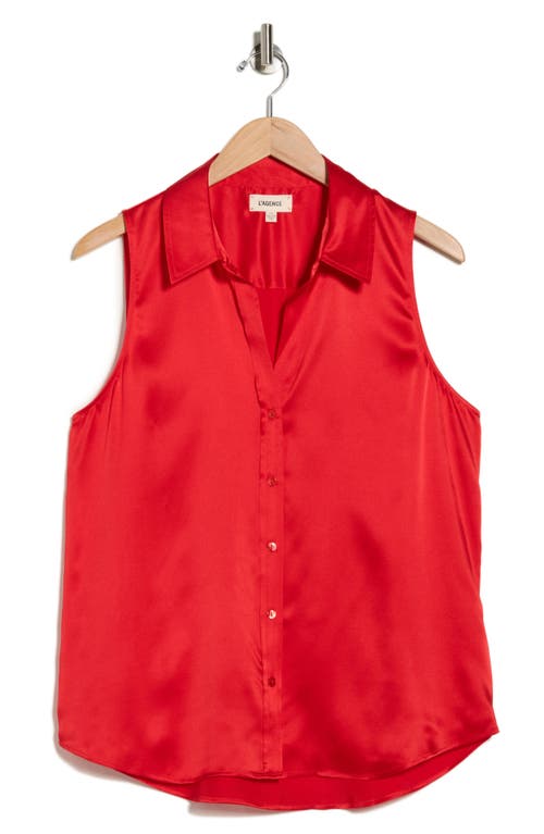 L Agence L'agence Emmy Sleeveless Silk Shirt In Red