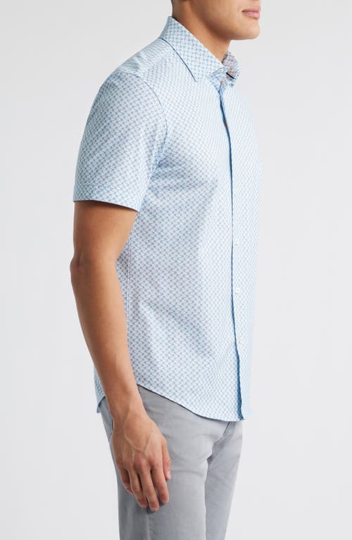 Bugatchi Miles Ooohcotton® Beach Umbrella Print Short Sleeve Button-up Shirt In Menthol