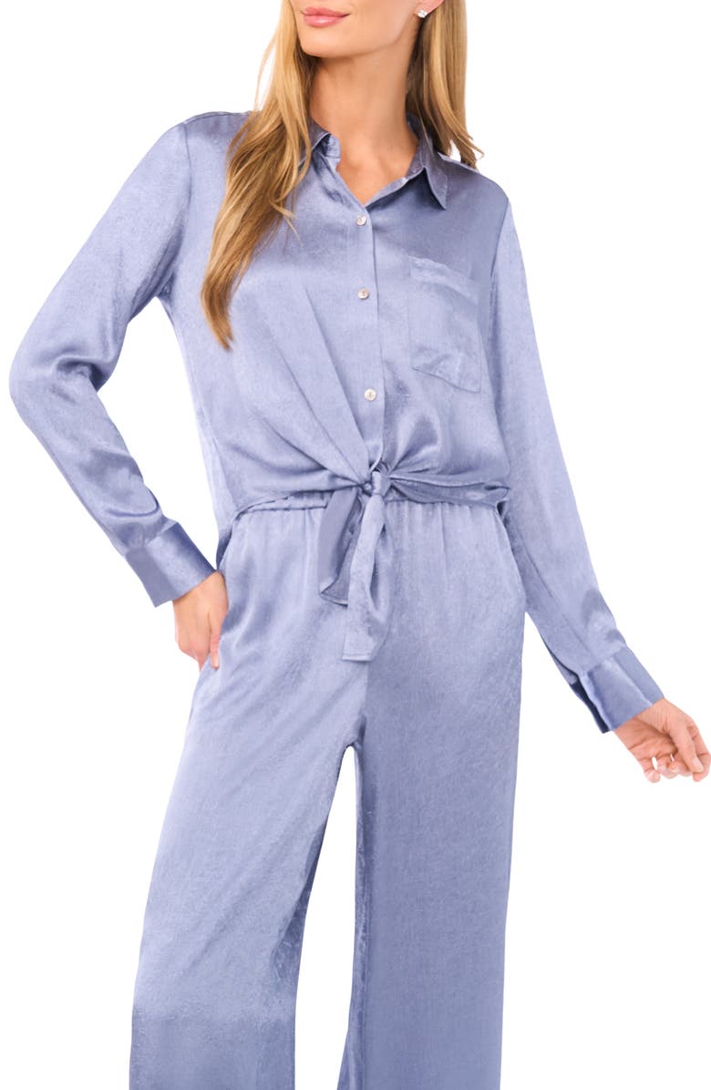 Halogen<sup>®</sup> Long Sleeve Tie Front Shirt, Main, color, Stonewash