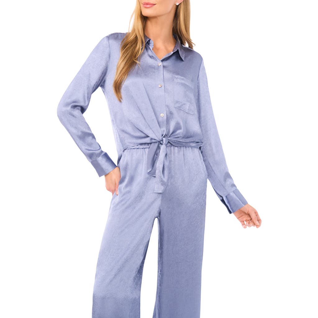 Halogen ® Long Sleeve Tie Front Shirt In Blue