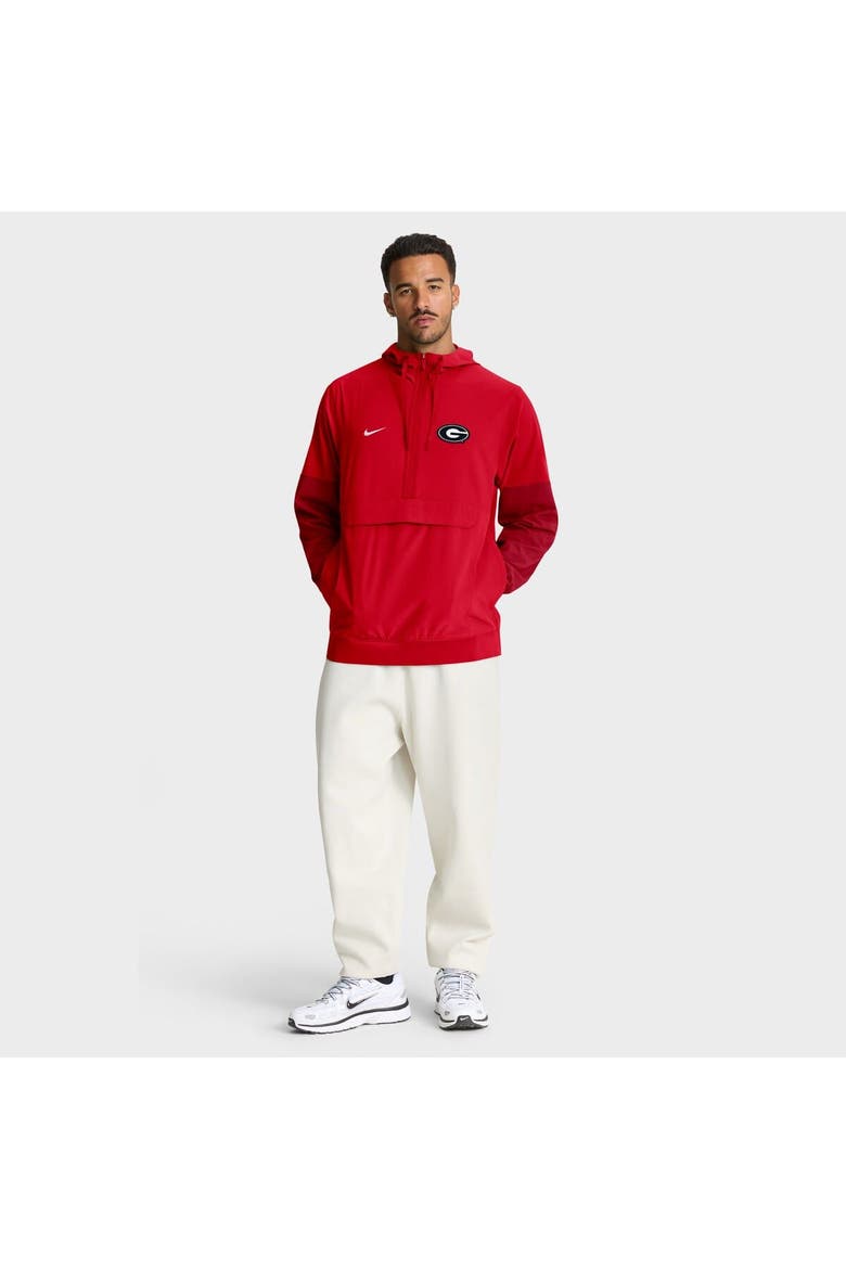 Men's Nike Red Georgia Bulldogs Anorak Half-Zip Hoodie Jacket, Alternate, color, Red