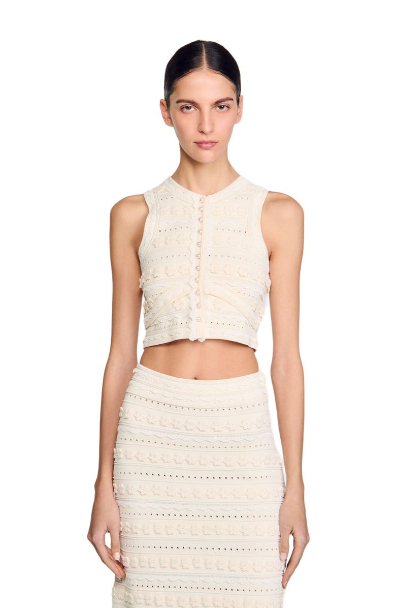 SANDRO Crochet detail sweater, Alternate, color, 
