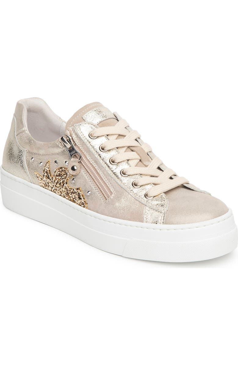 NeroGiardini Metallic Side Zip Sneaker, Main, color,