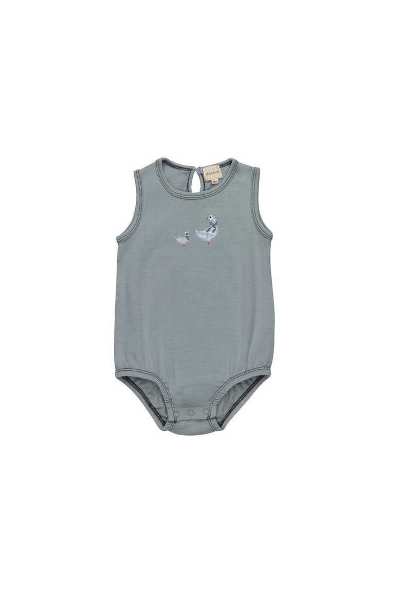 Cross Stitch Duckling Collection - Romper for Boys(Baby), Main, color, Blue