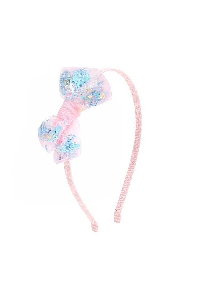 Mermaid Sequin Bow Headband, Main, color, Pink