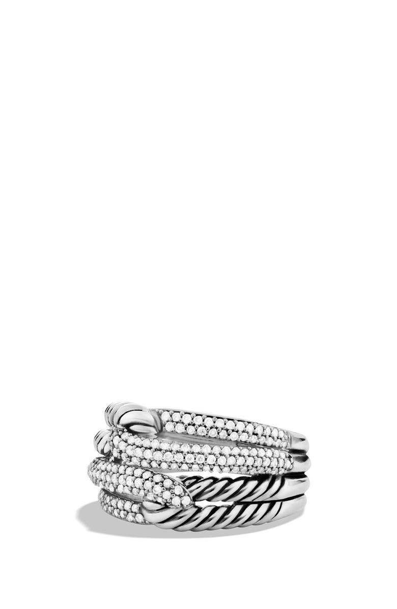 David Yurman 'Labyrinth' Double-Loop Ring with Diamonds, Main, color,