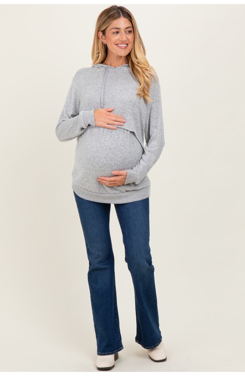 PinkBlush Double Layer Long Sleeve Nursing Hoodie, Alternate, color, Heather Grey