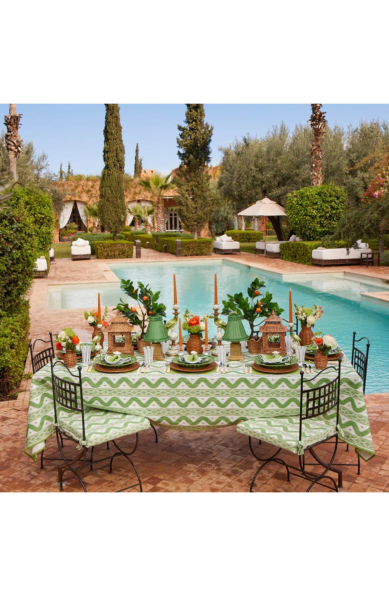 Mrs. Alice Ikat Tablecloth, Alternate, color, Green