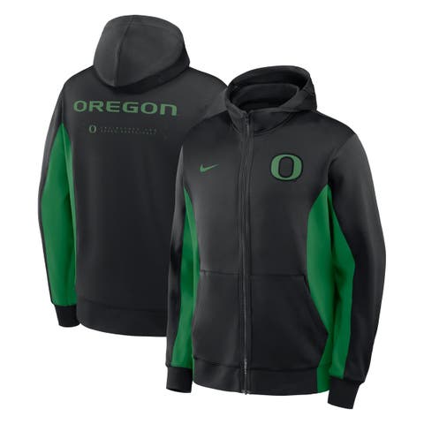 Men's Nike Black/Green Oregon Ducks Courtside Game Dri-FIT Full-Zip Hooded Jacket