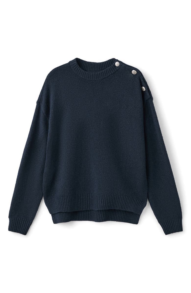 MANGO TEEN Button Shoulder Crewneck Sweater, Alternate, color, Navy