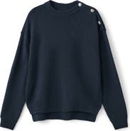MANGO TEEN Button Shoulder Crewneck Sweater