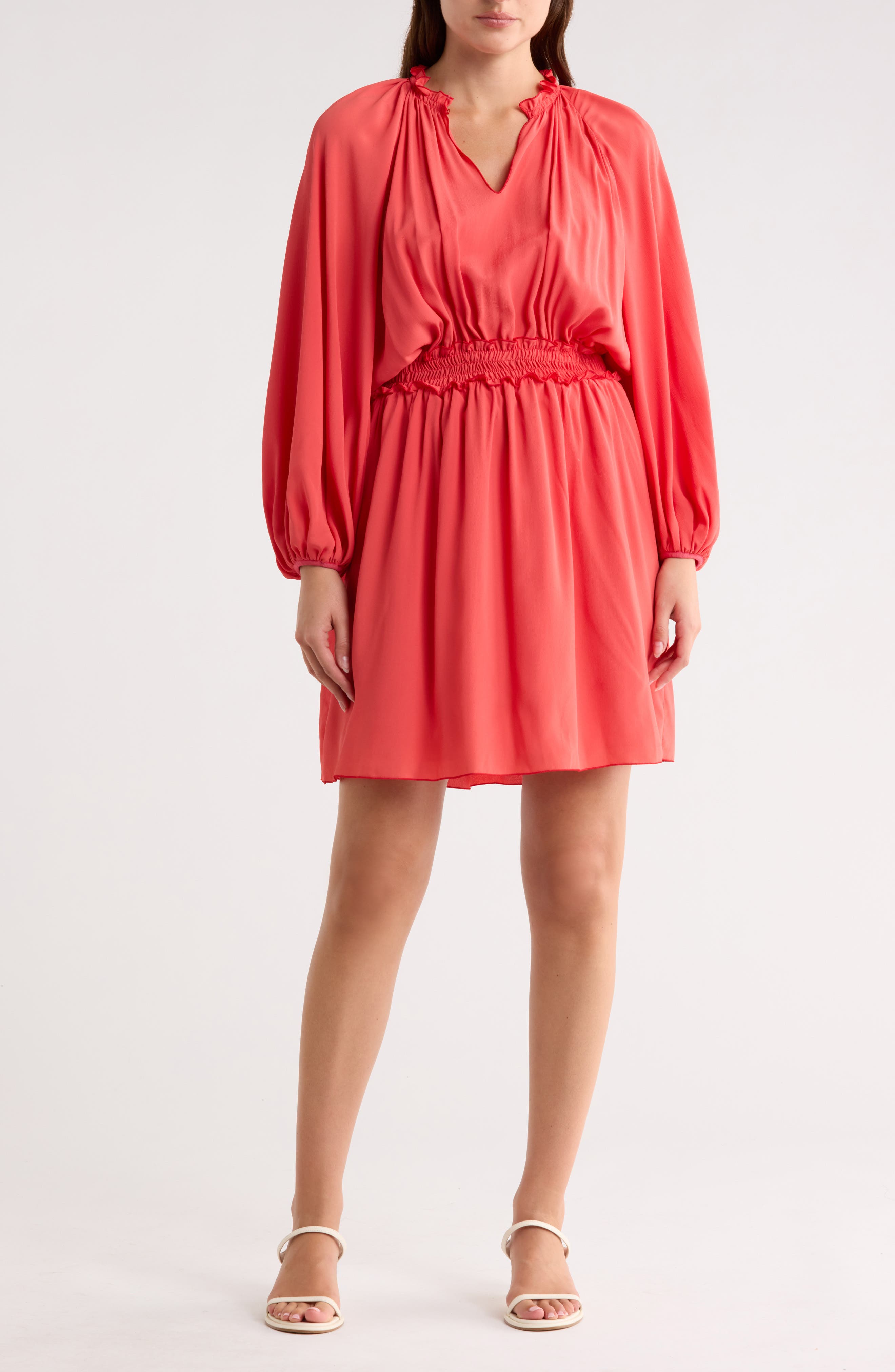 Longchamp Split Neck Long Sleeve Dress