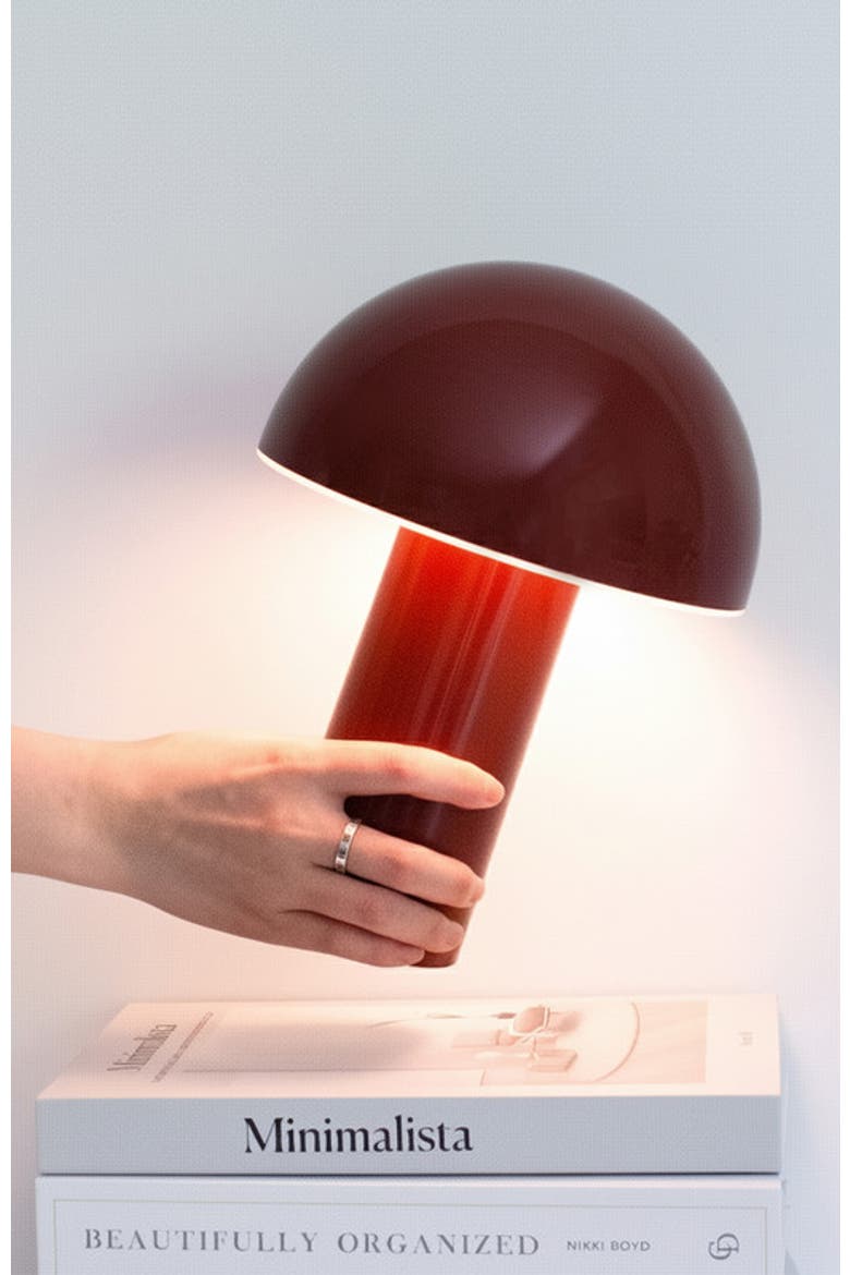 Celia 10" Portable Touch-Controlled Outdoor Patio Mushroom Table Lamp, Alternate, color, Red