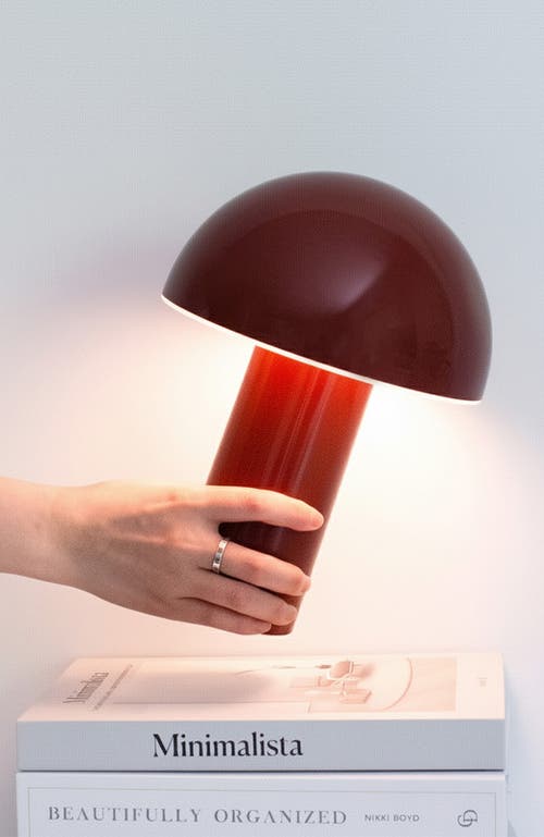 Brightech Celia 10" Portable Touch-controlled Outdoor Patio Mushroom Table Lamp In Red