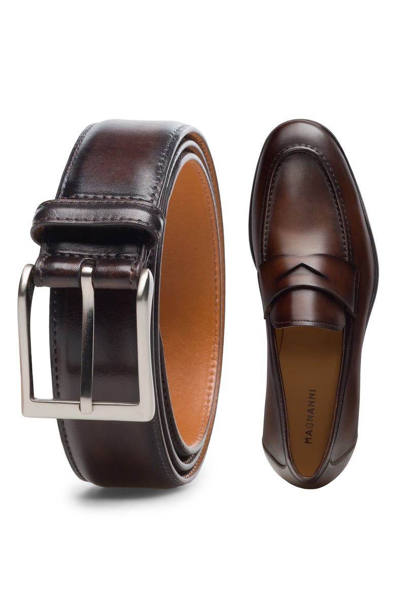 Magnanni Wind Leather Belt, Alternate, color, 