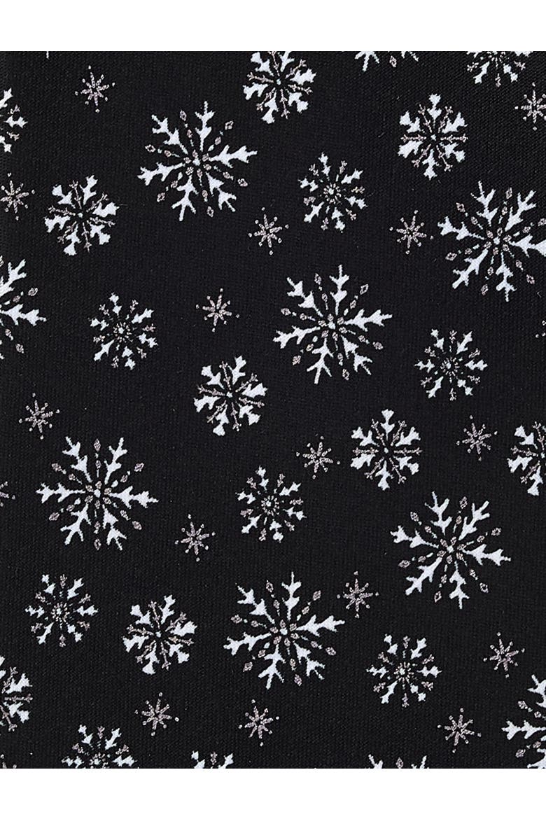 Big & Tall Classic Snowflakes Tie, Alternate, color, BLACK