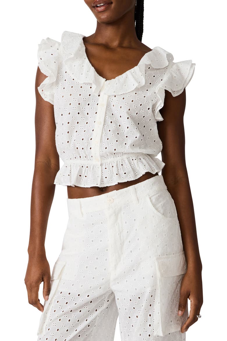 Mayra Cotton Eyelet Top, Main, color, WHITE