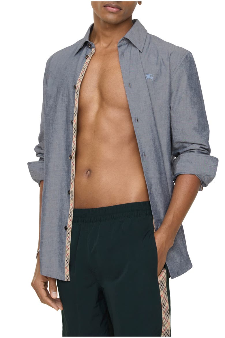 Check Trim Swim Shorts, Main, color, Navy