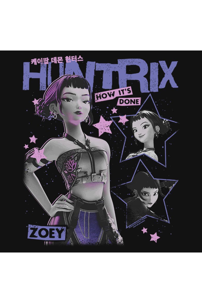 Girls' Pop Star Huntrix Zoey Graphic Short Sleeve T-Shirt, Alternate, color, Black