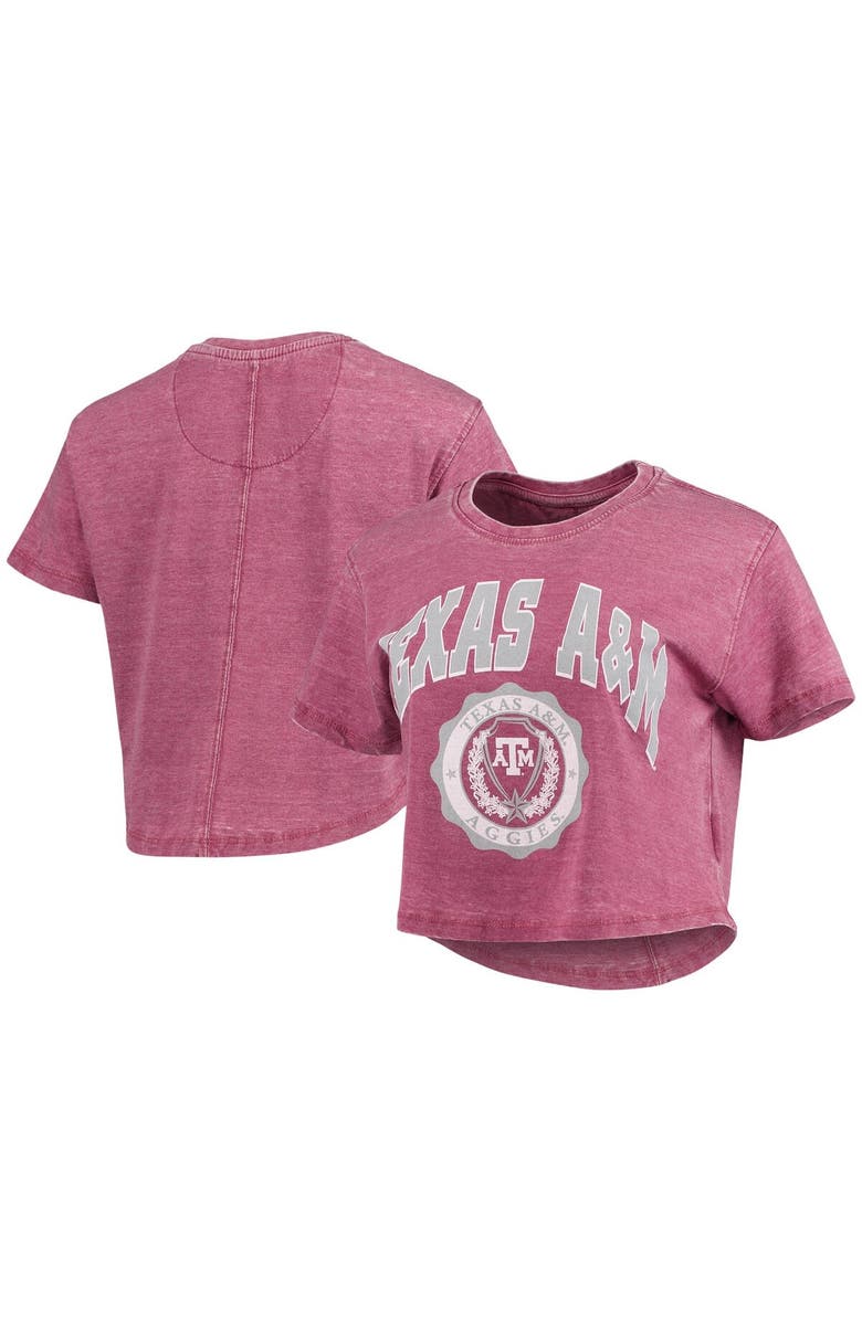 PRESSBOX Women's Pressbox Maroon Texas A&M Aggies Edith Vintage Burnout Crop T-Shirt, Main, color, Maroon