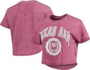 PRESSBOX Women's Pressbox Maroon Texas A&M Aggies Edith Vintage Burnout Crop T-Shirt