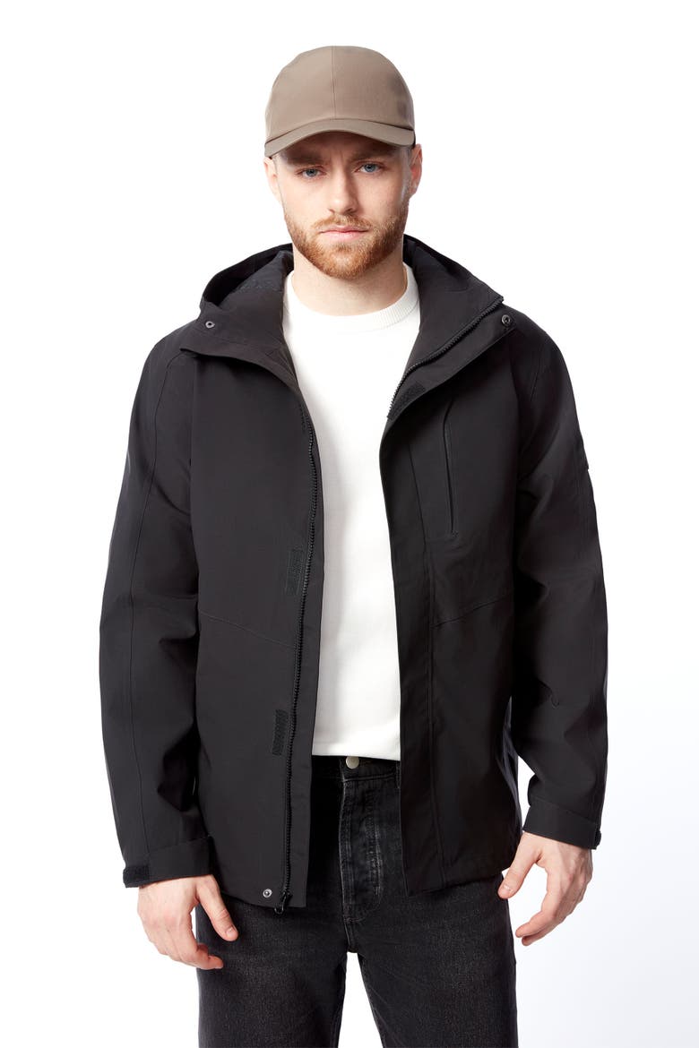 Hudson - Waterproof Hooded Rain Jacket, Main, color, BLACK