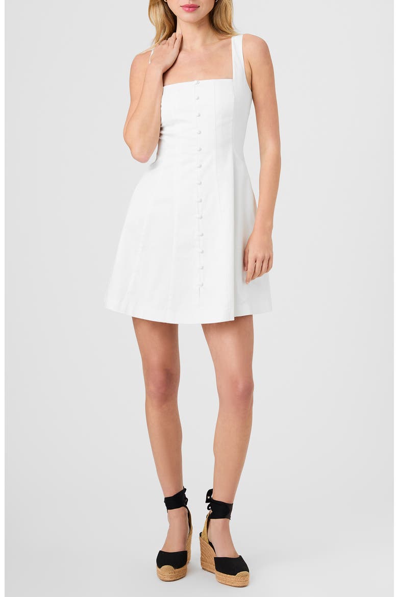 Stretch Cotton Sateen Button-Up Minidress, Main, color, SUMMER WHITE