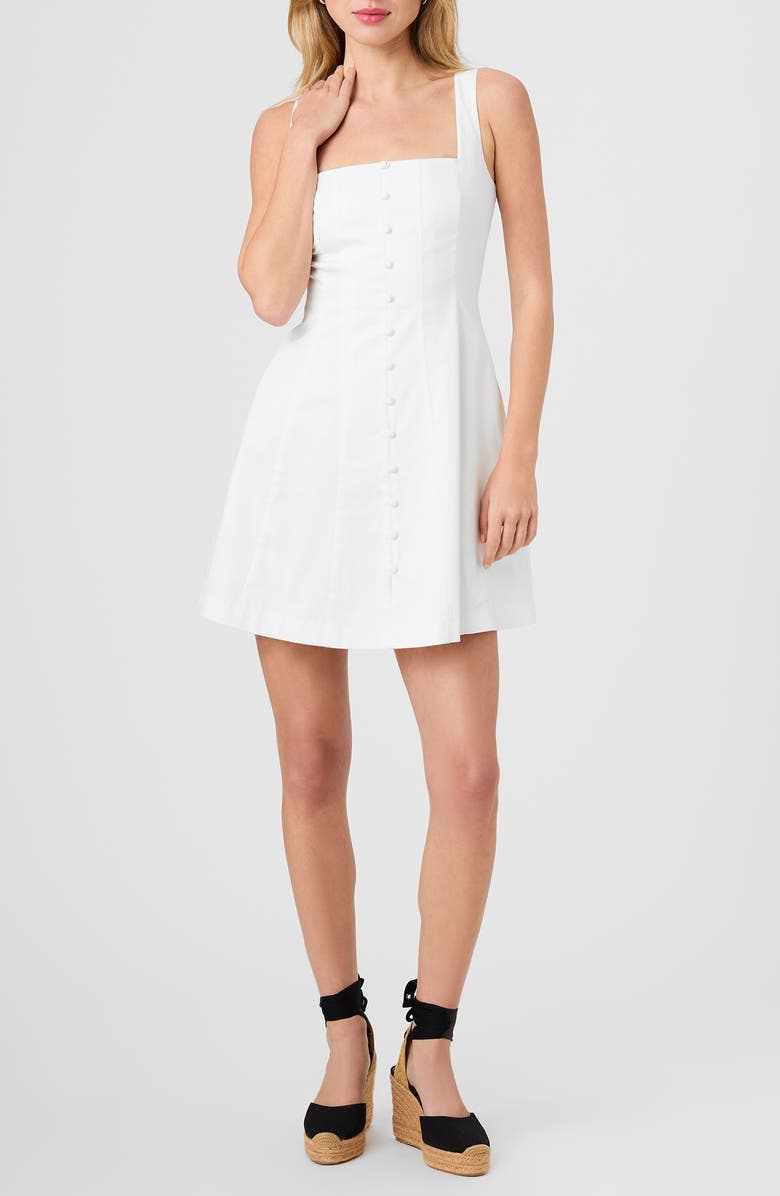 French Connection Stretch Cotton Sateen Button-Up Minidress, Main, color, Summer White
