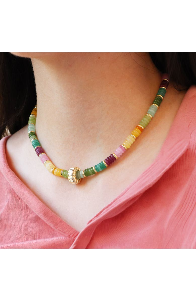 The Lovery Fine Jewelry Rainbow Bead Rondel Necklace, Alternate, color, Rainbow