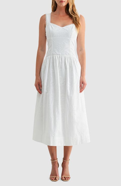 Cotton Eyelet Midi Dress
