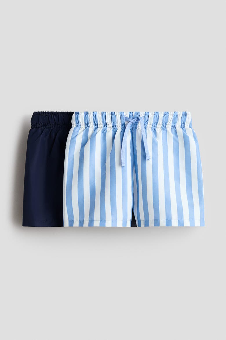 2-pack Swim Shorts, Main, color, Light blue/striped