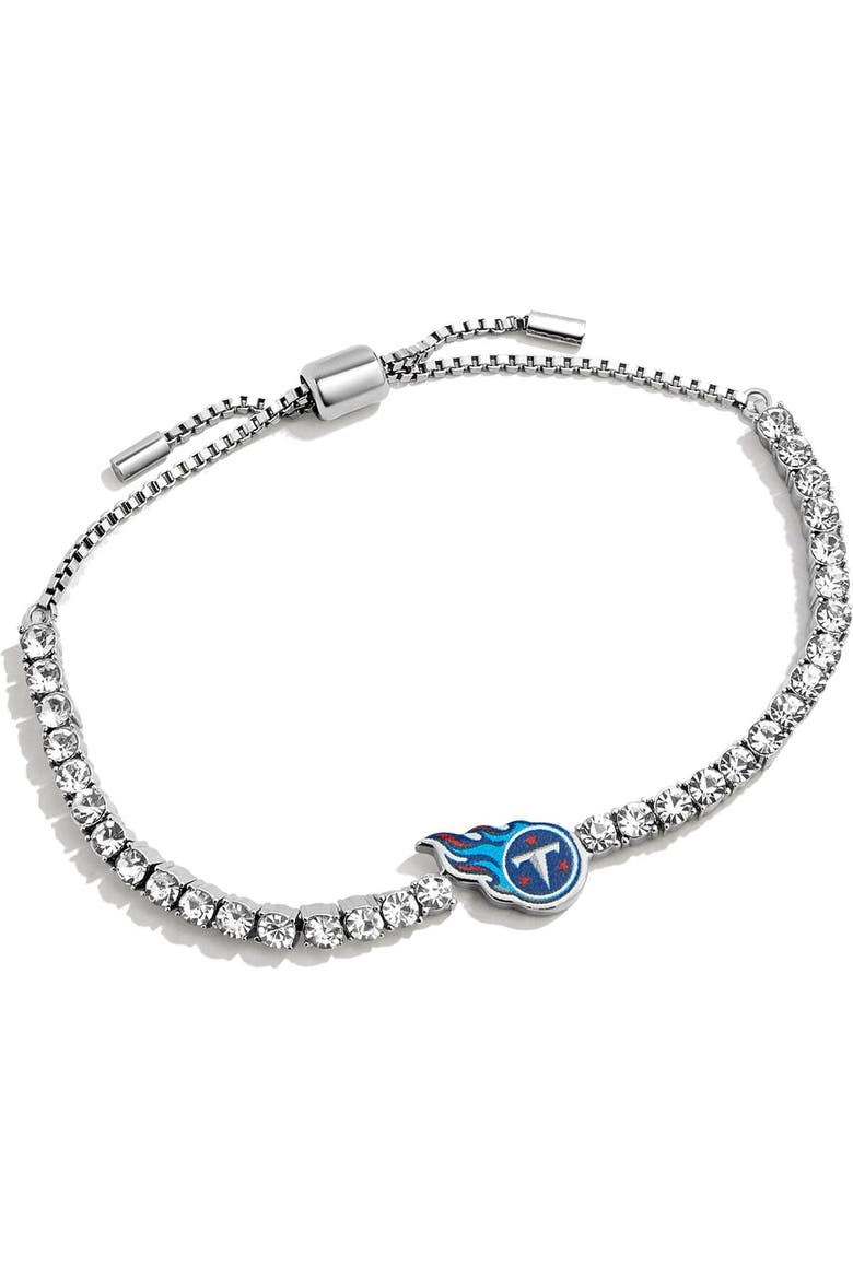 Women's BaubleBar Silver Tennessee Titans Pull-Tie Tennis Bracelet, Main, color, Silver