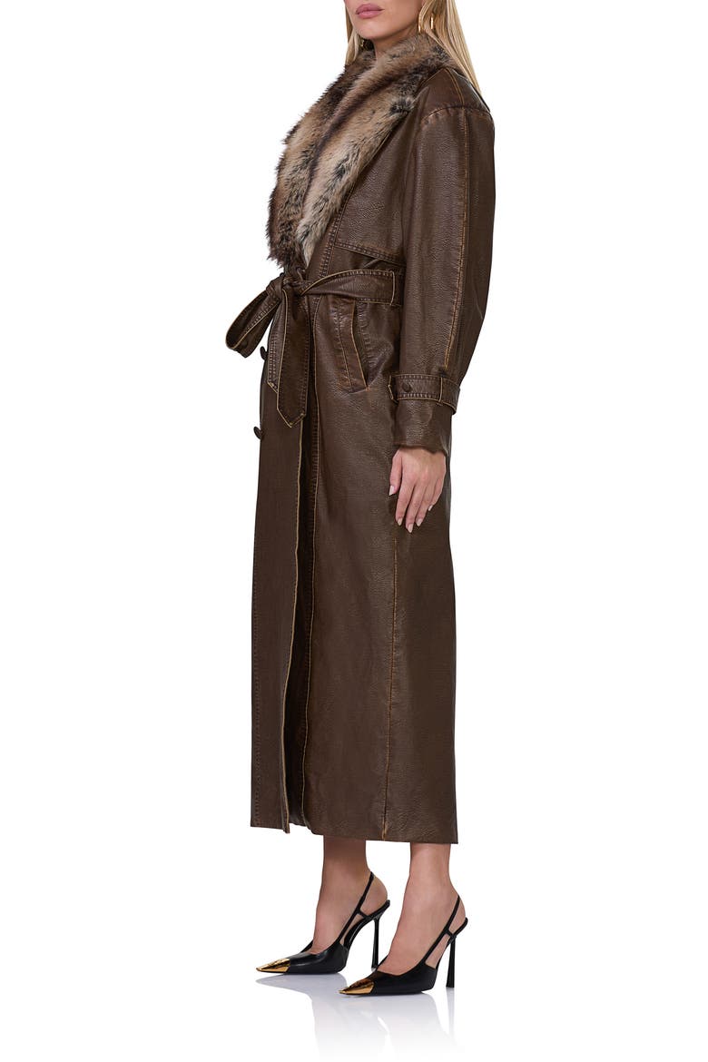 Saint Faux Leather & Faux Fur Coat, Alternate, color, WASHED BROWN