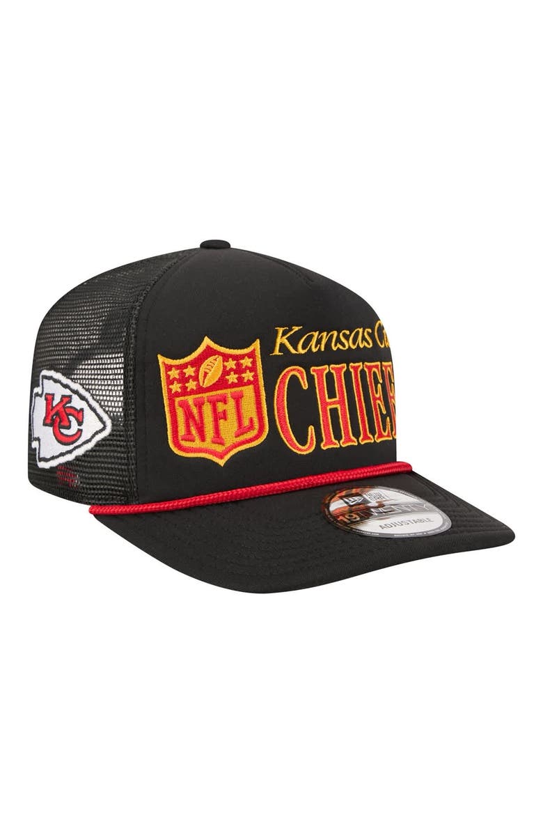 New Era Men's New Era Black Kansas City Chiefs Throwback Foam 19TWENTY Adjustable Hat, Main, color, Black